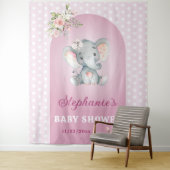Roze olifant Girl Baby shower Little Peanut Photo Wandkleed (In situ)