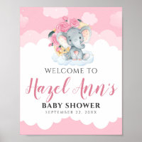 Roze olifant Girl Baby shower Welkomstteken
