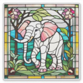 Roze olifant Glas in lood Sticker (Voorkant)