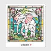 Roze olifant Glas in lood Sticker (Vel)