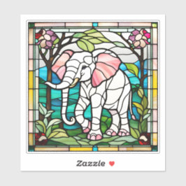 Roze olifant Glas in lood Sticker