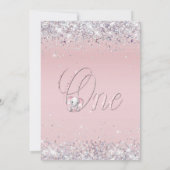 Roze olifant Glitter 1st Birthday Party Kaart (Achterkant)