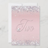 Roze olifant Glitter 2e verjaardag Kaart (Achterkant)