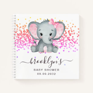 Roze Olifant Glitter Baby shower Gastenboek Notitieboek