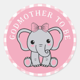 Roze Olifant Godmother To Be Baby shower Ronde Sticker