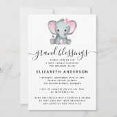 Roze olifant Grandma Baby shower Kaart (Voorkant)