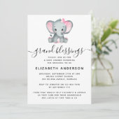 Roze olifant Grandma Baby shower Kaart (Staand voorkant)