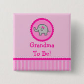 Roze olifant "Grandma to be" Baby shower Button (Voorkant)