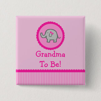 Roze olifant "Grandma to be" Baby shower Button