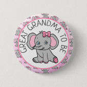 Roze Olifant Grote Oma Be Baby shower Ronde Button 5,7 Cm (Voorkant)