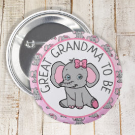 Roze Olifant Grote Oma Be Baby shower Ronde Button 5,7 Cm