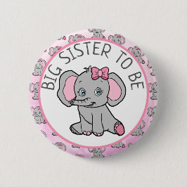 Roze Olifant Grote Zuster Be Baby shower Ronde Button 5,7 Cm