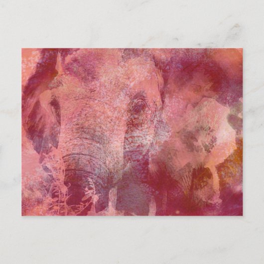 Roze olifant Grunge Briefkaart (Voorkant)