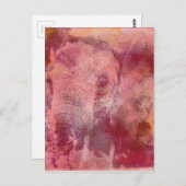 Roze olifant Grunge Briefkaart (Voorkant / Achterkant)
