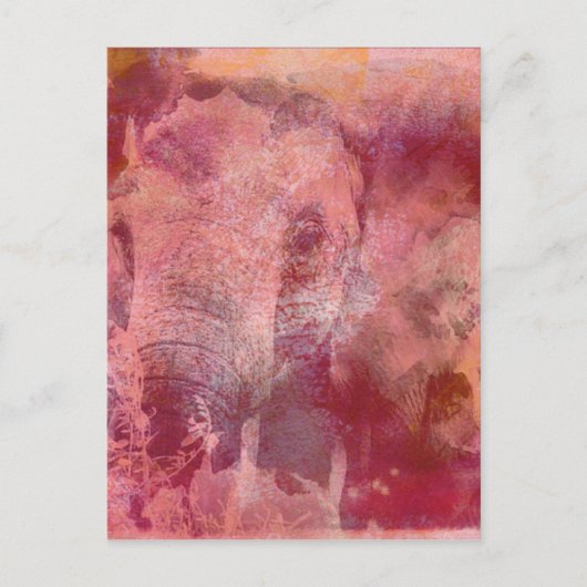 Roze olifant Grunge Briefkaart (Voorkant)