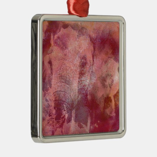 Roze olifant Grunge Metalen Ornament (Rechts)