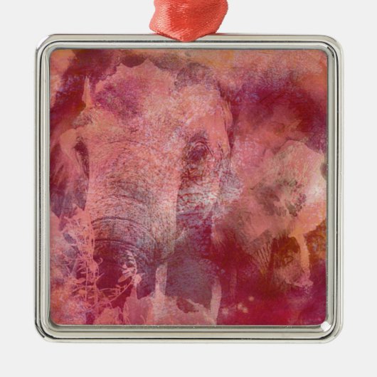 Roze olifant Grunge Metalen Ornament (Voorkant)