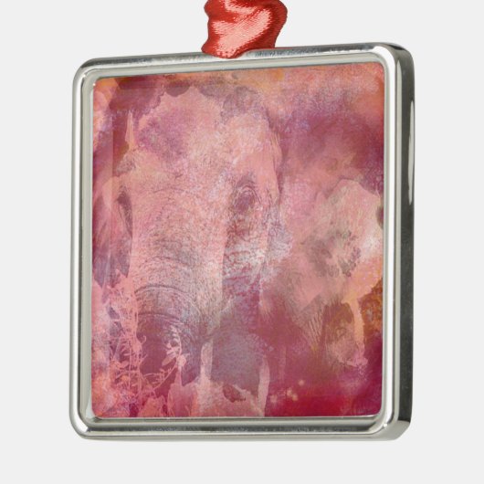 Roze olifant Grunge Metalen Ornament (Links)
