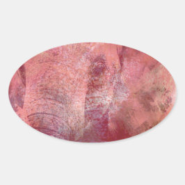 Roze olifant Grunge Ovale Sticker