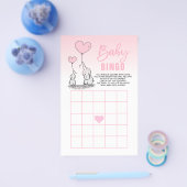 Roze Olifant Hart Meisje Baby Shower BINGO Kaarten (Enkel)