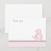 Roze olifant Hartelijk dank Notitiekaartje (Voorkant / Achterkant)
