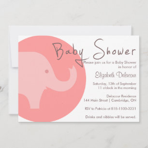 Roze olifant Het is een Girl Baby shower Uitnodigi Kaart