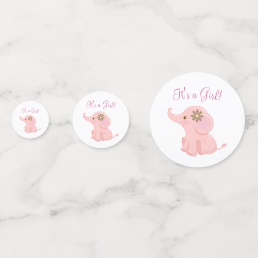 Roze olifant Het is een meisje tafel Confetti (Achterkanten)