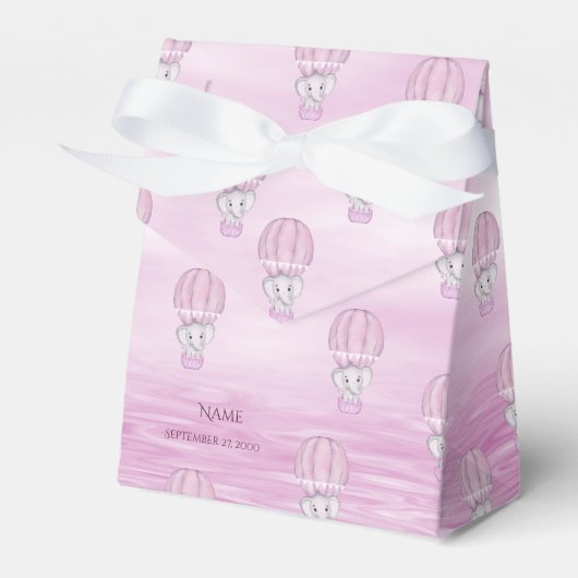 Roze Olifant Hete Luchtballon Favor Box Bedankdoosjes (Voorkant Zijde)