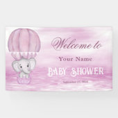 Roze Olifant Hete Luchtballon Welkom Banner (Horizontaal)