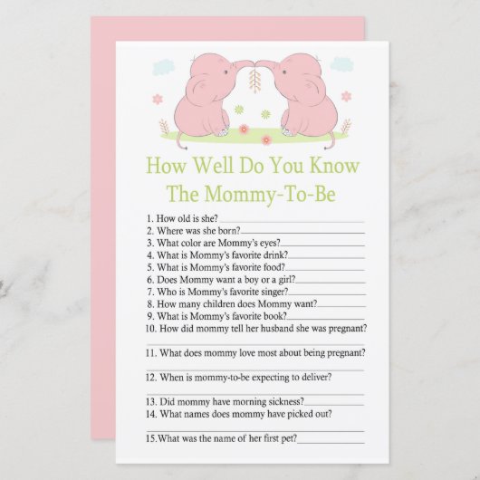 Roze olifant Hoe goed ken je het baby-schoenspel? (Voorkant / Achterkant)