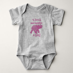 Roze olifant I Love Name a Ton Personated Romper