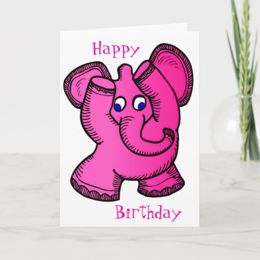 Roze olifant kaart (Voorkant)