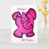 Roze olifant kaart (Gele Bloem)