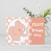 Roze olifant Kinderen van Birthday Kaart (Staand voorkant)