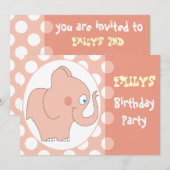 Roze olifant Kinderen van Birthday Kaart (Voorkant / Achterkant)