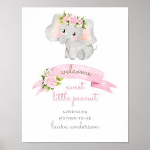 Roze Olifant Kleine Pinda Baby Shower Welkom Poster