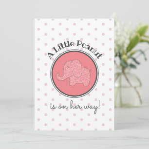 Roze olifant kleine pinda's Stip Baby Girl Shower Kaart