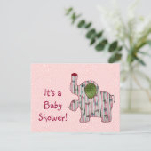 Roze olifant Land Baby shower Invitation Flat Kaart (Staand voorkant)
