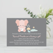 Roze olifant Little Bird Baby shower Invitation Kaart (Staand voorkant)