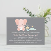 Roze olifant Little Bird Baby Sprinkle Invitation Kaart (Staand voorkant)