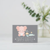Roze olifant Little Bird Luier Raffle Tickets Informatiekaartje (Staand voorkant)