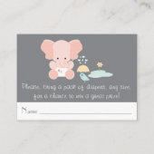 Roze olifant Little Bird Luier Raffle Tickets Informatiekaartje (Achterkant)