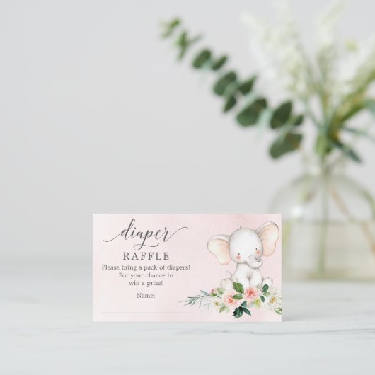 Roze Olifant Luier Raffle Baby shower Kaart (Staand voorkant)