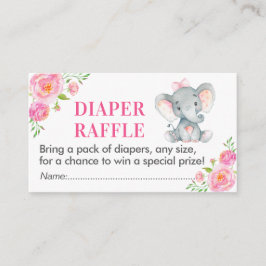 Roze Olifant Luier Raffle Ticket Meisje Douche Informatiekaartje