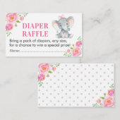 Roze Olifant Luier Raffle Ticket Meisje Douche Informatiekaartje (Voorkant / Achterkant)