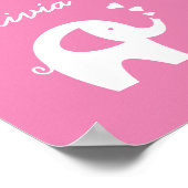 Roze olifant meisje baby kamer kinderkamer poster (Hoek)