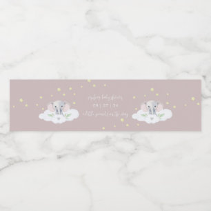 Roze Olifant Meisje Baby shower Waterfles Labels Etiket