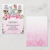 Roze olifant meisje Luier Raffle omhullingskaart Informatiekaartje (Voorkant / Achterkant)