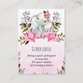 Roze olifant meisje Luier Raffle omhullingskaart Informatiekaartje (Voorkant)