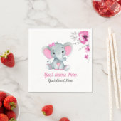 Roze Olifant Meisje Servetten Baby shower Verjaard (Insitu)